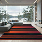 Modern Crimson Black Gradient Striped Rug