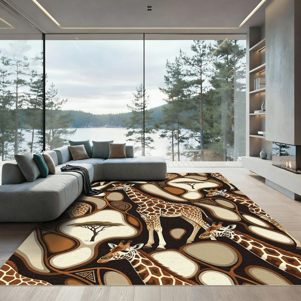 Safari Giraffe Savanna Abstract Rug