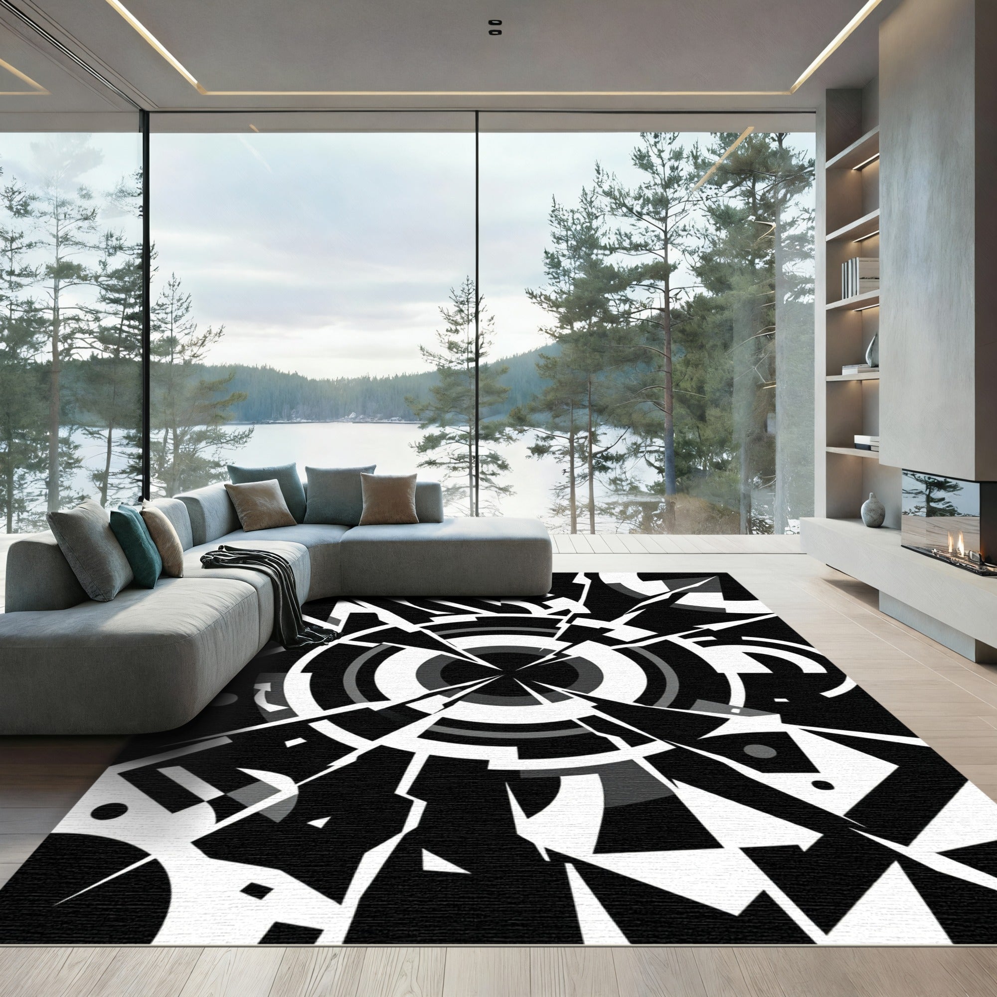 Monochromatic Geometric Burst Abstract Rug