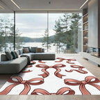 Elegant Dusty Rose Bow Ribbon Illustration Rug
