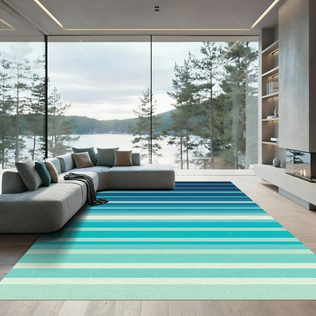 Ethereal Ocean Gradient Striped Rug