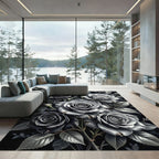 Monochromatic Elegant Rose Cluster Rug