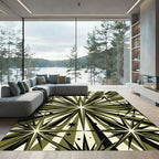 Olive Mid-Century Geometric Starburst Rug