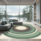 Earthy Sage Concentric Circular Minimalist Rug