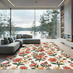 Coral Peach Blossom Sprigs Repeating Rug