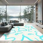 Light Blue Abstract Organic Shapes Rug
