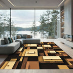 Abstract Earthy Tone Geometric Composition Rug