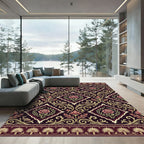 Deep Red Floral Medallion Fish Rug