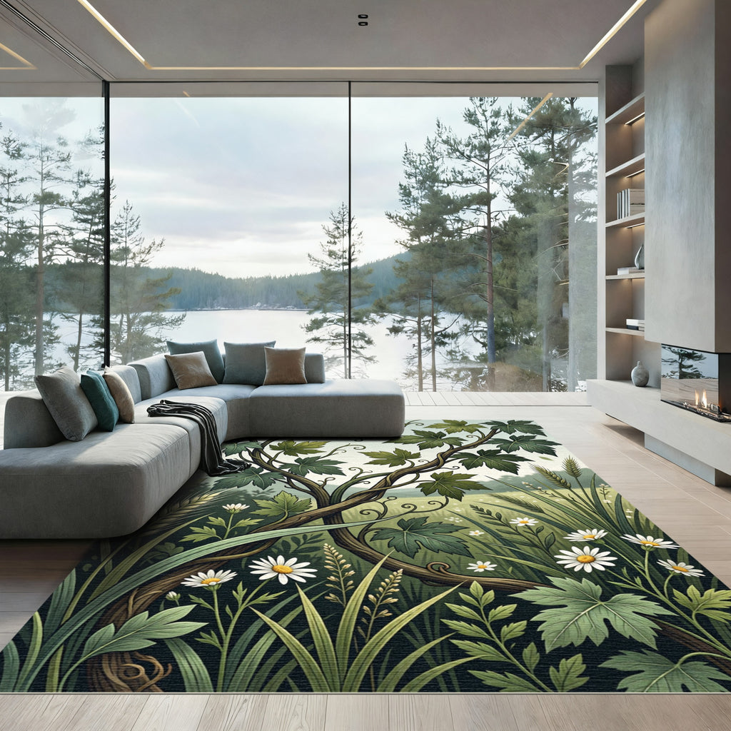 Botanical Grapevine Meadow Flora Art Rug