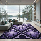 Sophisticated Deep Purple Quatrofoil Trellis Rug