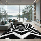 Monochrome Optical Geometric Tunnel Rug