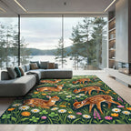 Whimsical Fawn and Wildflower Meadow Landscape Rug