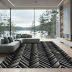 Sophisticated Charcoal Angular Chevron Zigzag Rug