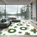 Green Holly Wreath Festive Holiday Rug