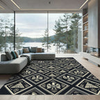 Geometric Eagle Pyramid Dark Cream Rug