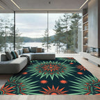 Radiant Emerald Coral Celestial Starburst Rug