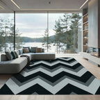Modern Gray and Black Chevron Rug