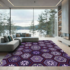 Purple Floral Hexagon Medallion Rug