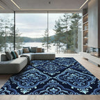Deep Blue Royal Quatrefoil Medallion Rug