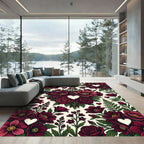 Crimson Floral Heart Medley Rug