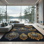 Royal Gold Crest Heraldic Shield Rug