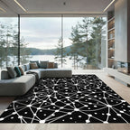 Contemporary Monochromatic Geometric Network Constellation Rug