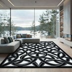 Black Gray Interlocking Knot Rug