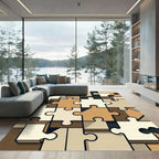 Neutral Jigsaw Puzzle Composition Rug