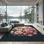 Pink Garden Rose Medallion Swirl Rug