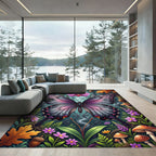 Enchanted Orchid Butterfly Garden Swirls Rug