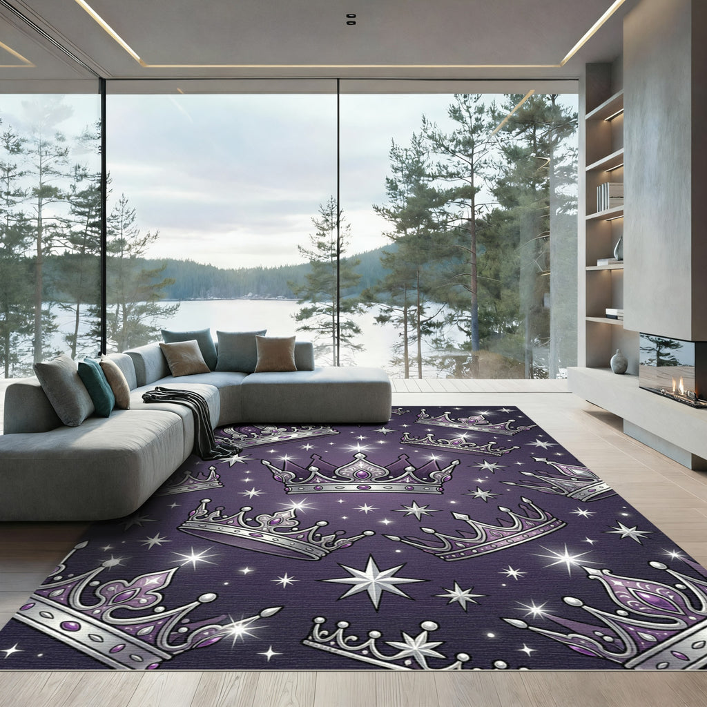 Royal Purple Crown Celestial Star Art Rug