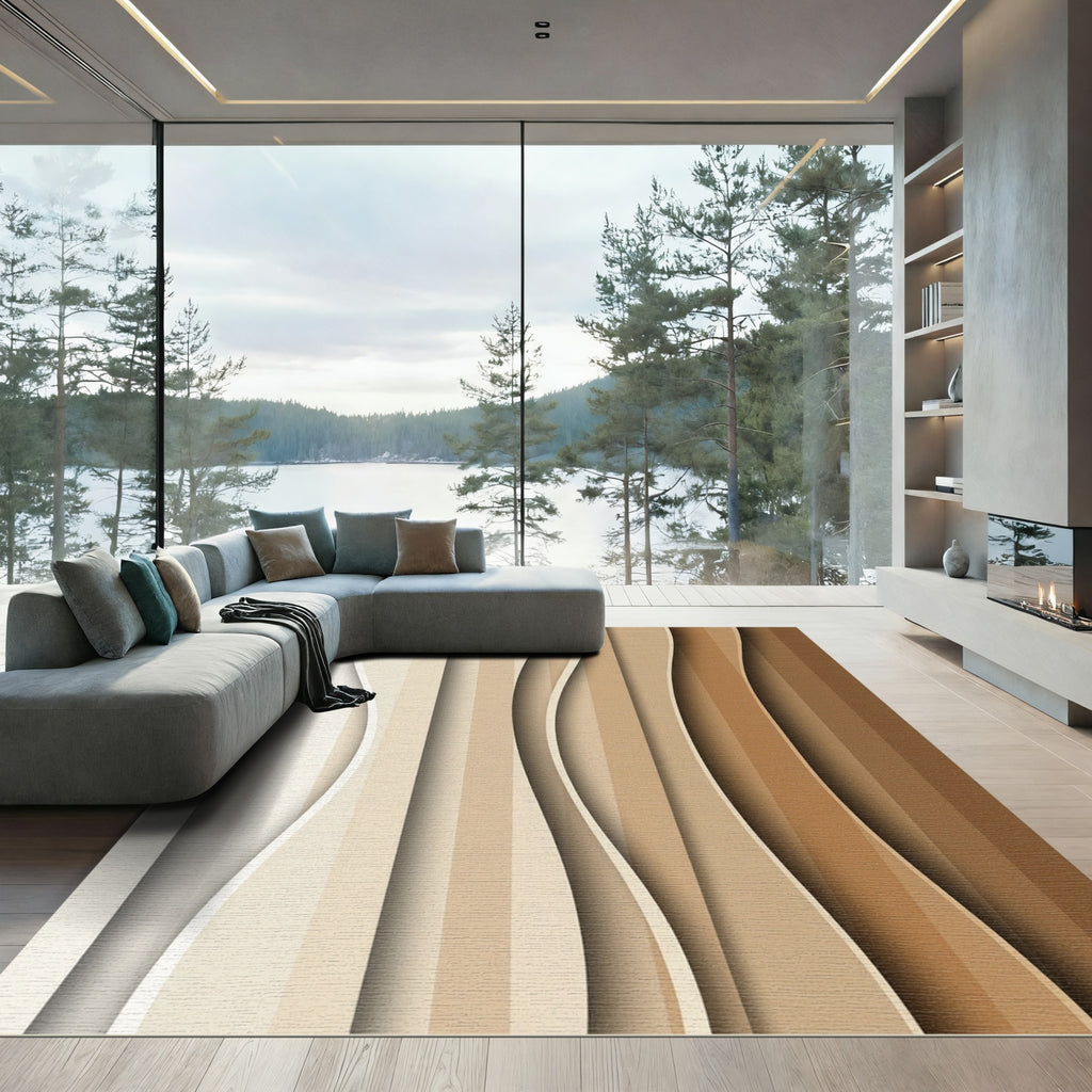 Earthy Tones Layered Curves Rug
