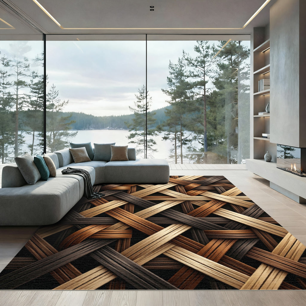 Rich Woven Wood Texture Rug