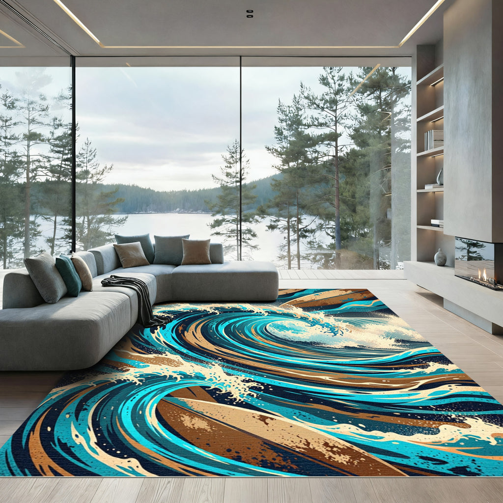 Ocean Wave Surfing Dream Rug