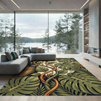 Lush Green Tropical Foliage Jungle Rug