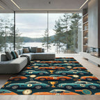 Vintage Racing Car Retro Teal Orange Rug
