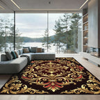 Ornate Gold Red Scrollwork Rug