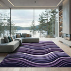Deep Purple Wavy Stripe Abstraction Rug
