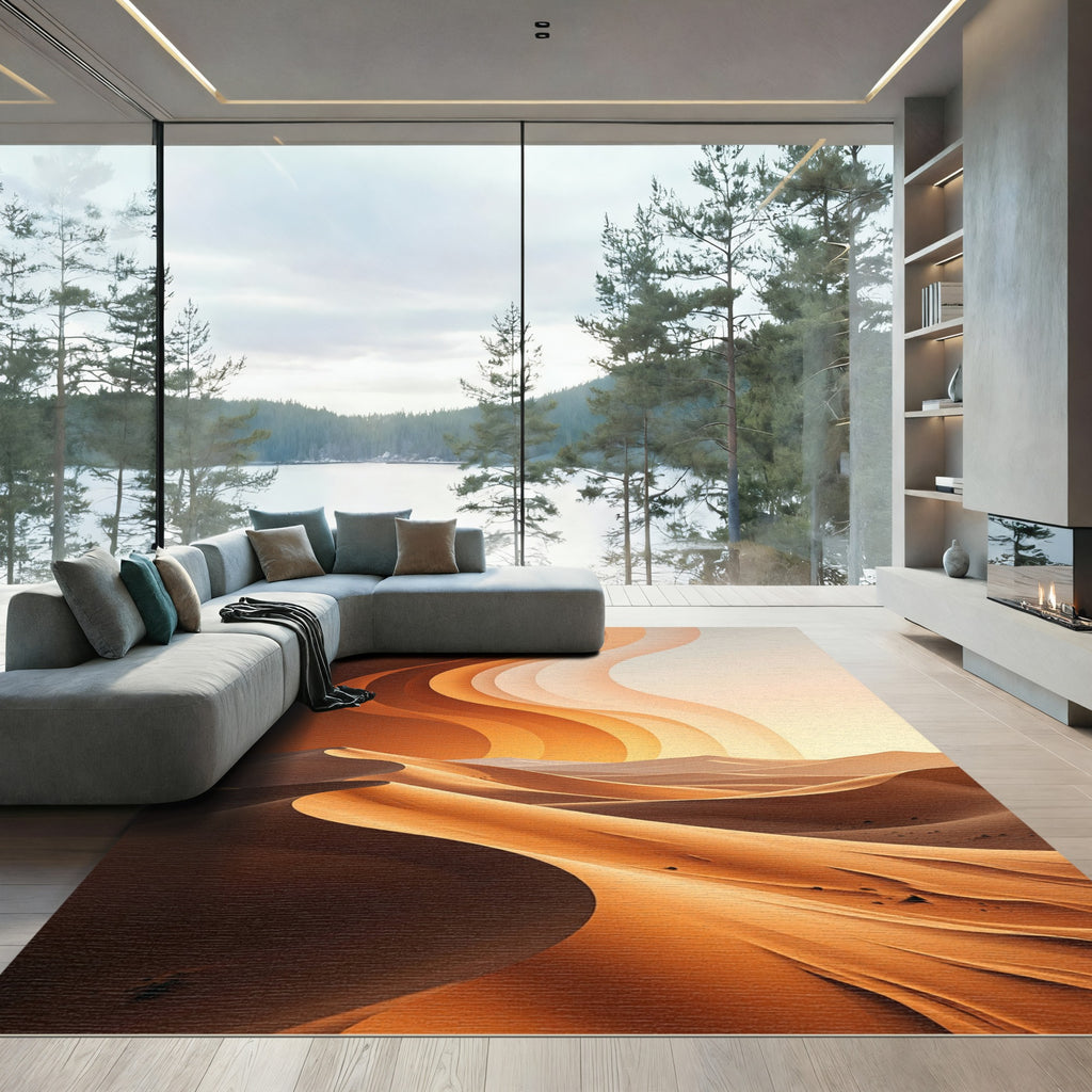 Amber Sunset Dune Abstract Horizon Rug
