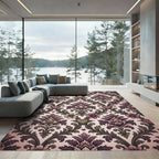 Vintage Purple Floral Heart Damask Rug