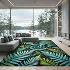 Lush Emerald Tropical Fern Spiral Rug