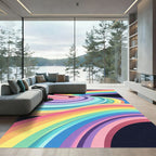 Vibrant Rainbow Flowing Abstract Arch Rug