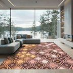 Golden Rose Lattice Quatrefoil Sunset Ombre Rug