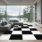 Modern Monochrome Checkerboard Graphic Grid Rug