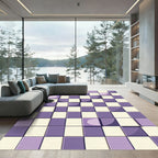 Lavender Cream Tile Check Rug