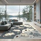 Whimsical Forest Mouse and Acorn Illustration Rug