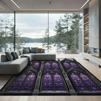 Gothic Violet Fleur-de-lis Cathedral Window Rug