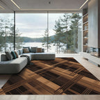 Modern Abstract Copper Geometric Intersecting Lines Rug