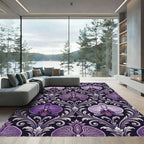 Deep Purple Orchid Damask Rug