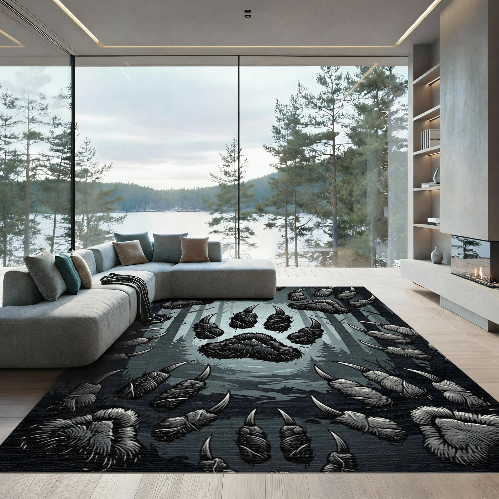 Dark Forest Claw Print Scatter Rug